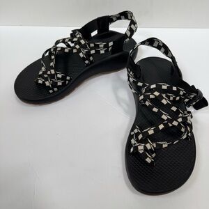 CHACO ZX/2 Classic Womens Black & White Nylon Sandal shoe J107214 size 8 eur 39